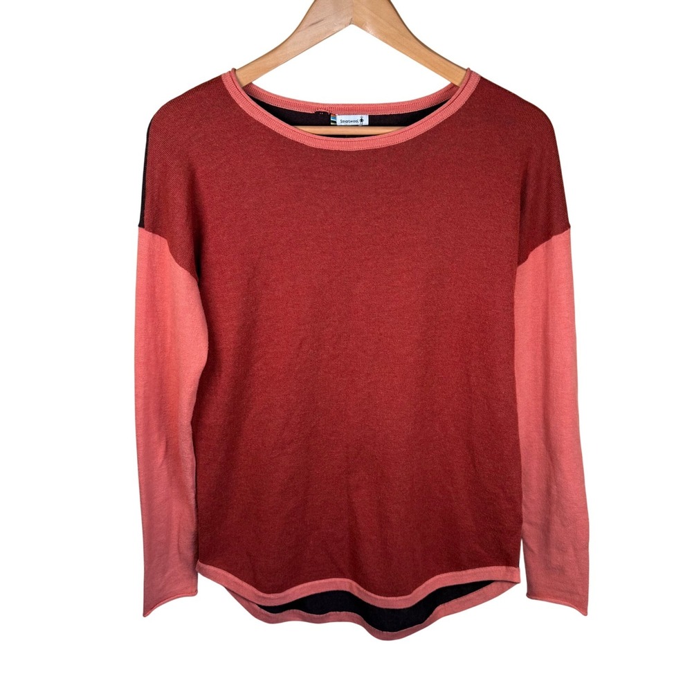 Smartwool Shadow Pine Colorblock Sweater Women Sm Merino Wool Blend Outdoors